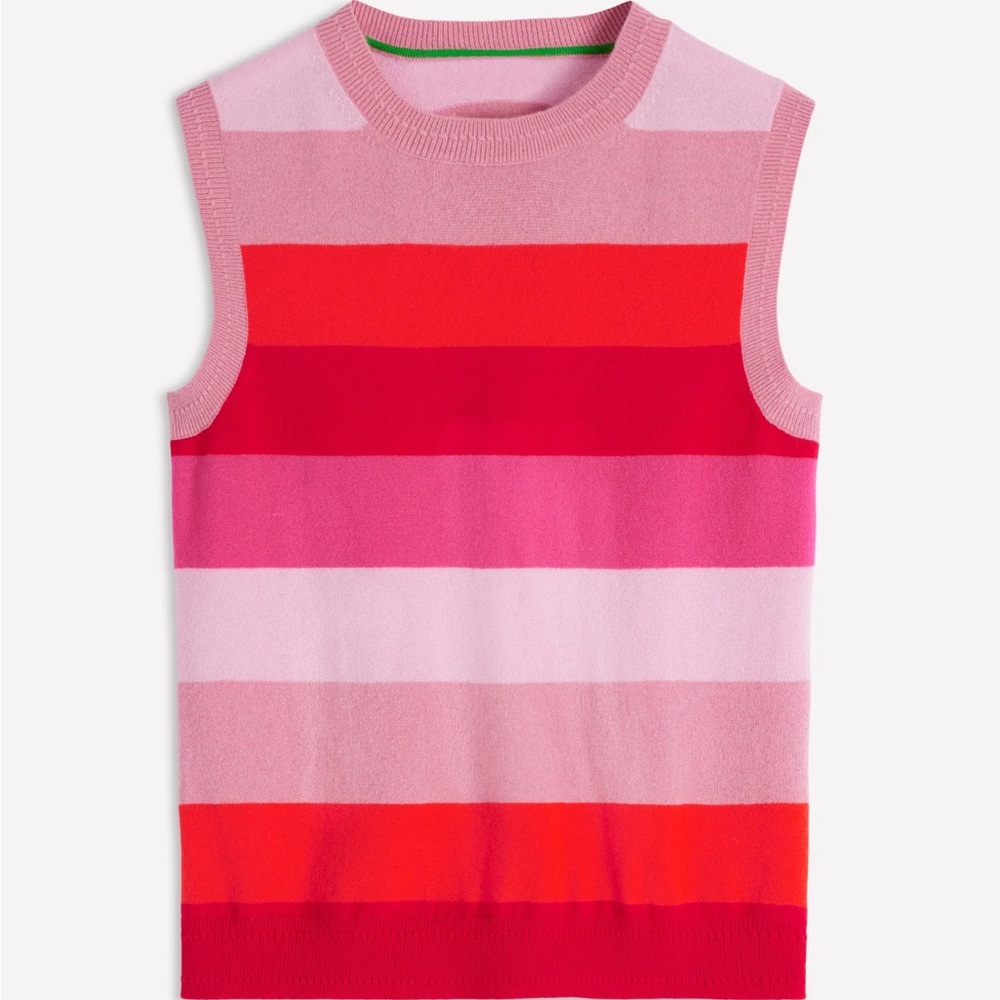 Boden Eva Cashmere Blend Pink & Red Striped Knit Sleeveless Top